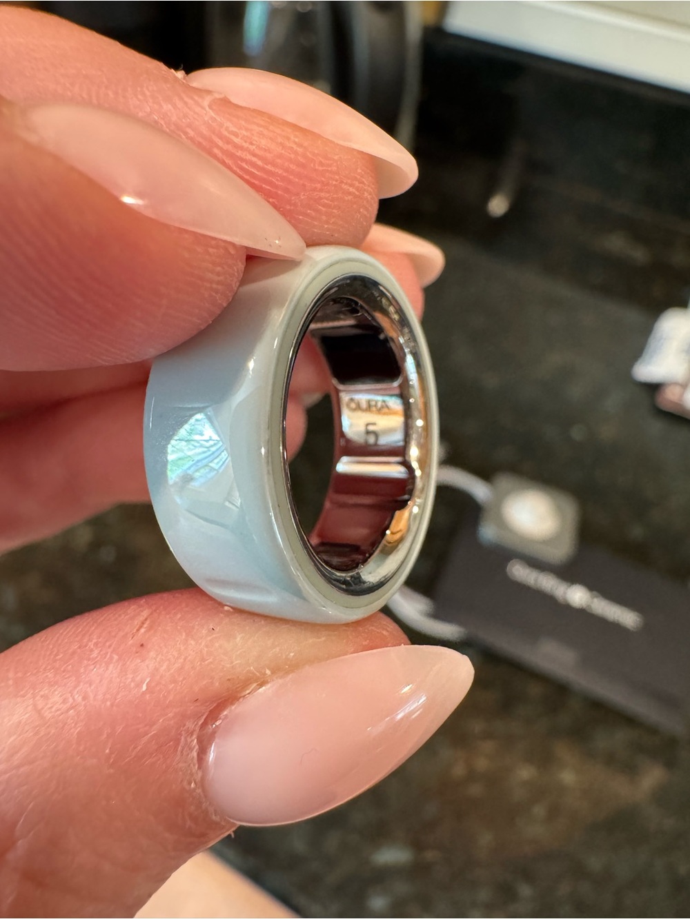Oura Ring Gen 4 Ceramic Smart Ring in Tide Blue - Size 5 - Picture 5 of 6